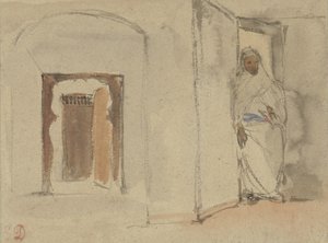 彼の家のドアでアラブ 作： Eugène Delacroix