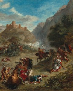 山で小競り合いをするアラブ人、1863年。 作： Eugène Delacroix