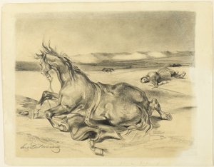 倒れた馬と死んだ騎士 作： Eugène Delacroix