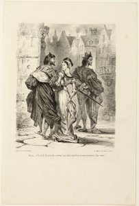 『ファウスト』より マルグリットを誘惑しようとするファウスト 作： Eugène Delacroix