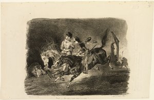 魔女の安息日の夜を疾走するファウストとメフィストフェレス 作： Eugène Delacroix