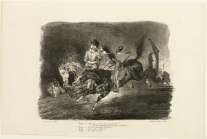 魔女の安息日の夜を疾走するファウストとメフィスト、『ファウスト』より 作： Eugène Delacroix
