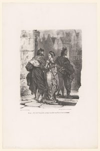 Faust probeert Grietje te verleiden ファウスト: 美しいお嬢様、腕を差し出して、家まで送ってくれませんか? (オブジェクトのタイトル) ファウスト（シリーズタイトル） M.ド・ゲーテによるファウスト、悲劇（シリーズタイトル） 作： Eugène Delacroix
