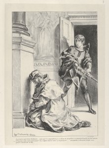 ハムレットは王を殺そうとします, 1834-43., 1834-43. 作： Eugène Delacroix