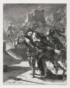 ハムレット：父の亡霊を追うハムレット 作： Eugène Delacroix