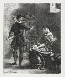 ハムレット：ハムレットとオフィーリア 作： Eugène Delacroix