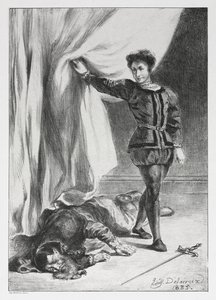 ハムレット: ハムレットとポローニアスの死体 作： Eugène Delacroix