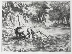 ハムレット: オフィーリアの死 作： Eugène Delacroix