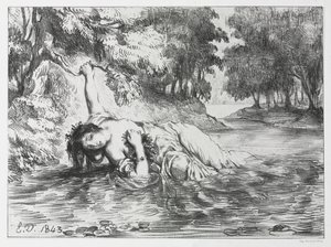 ハムレット：オフィーリアの死、1843年。 作： Eugène Delacroix
