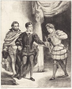 ハムレットとギルデンスターン 第 3 幕、シーン II、18341843。 作： Eugène Delacroix