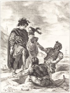 グレイブディガーの前のハムレットとホレイショ (Act V, Scene I) 作： Eugène Delacroix