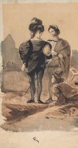 墓地のハムレットとホレイショ、1827-28年。 作： Eugène Delacroix