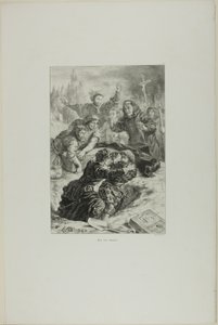 オフィーリアの墓におけるハムレットとラールテス、『ハムレット』より、プレート15 作： Eugène Delacroix