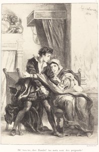 ハムレットと女王 (第 3 幕、第 4 場) 作： Eugène Delacroix