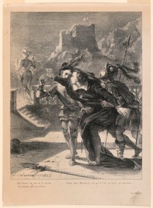 ハムレットのイラスト: 父の亡霊を追うハムレット (I,4) 作： Eugène Delacroix
