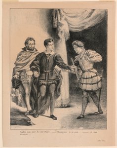 ハムレットのイラスト: ハムレットとギルデンスターン (III,2) 作： Eugène Delacroix