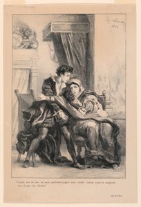 ハムレットのイラスト: ハムレットと女王 (III,4) 作： Eugène Delacroix