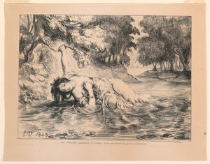 ハムレットの挿絵: オフィーリアの死 (IV、7) 作： Eugène Delacroix