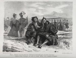 ファウストのための挿絵: ファウストとワーグナー 作： Eugène Delacroix
