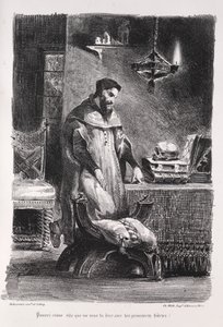 ファウストのイラスト: 楽屋のファウスト 作： Eugène Delacroix