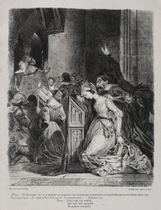 ファウストの挿絵: 教会のマルグリット 作： Eugène Delacroix