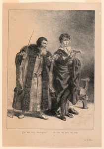 ハムレットの挿絵。 ポローニアスとハムレット (II,2) 作： Eugène Delacroix