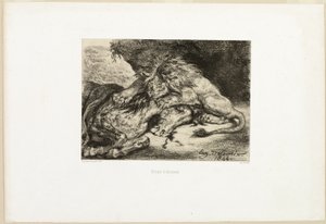 馬をむさぼり食うライオン 作： Eugène Delacroix