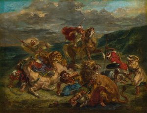 ライオン ハント、186061。 作： Eugène Delacroix