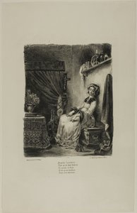 『ファウスト』より、糸車のマルグリット 作： Eugène Delacroix