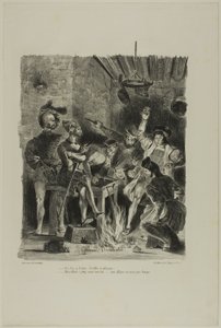 学生宿舎のメフィスト、『ファウスト』より 作： Eugène Delacroix