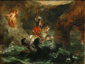 アンドロメダを解放するペルセウス、1847年。 作： Eugène Delacroix