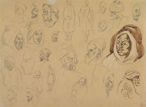 1832年以降のアラブ人の頭と人物の研究。 作： Eugène Delacroix