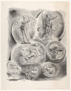 7 枚のギリシャ硬貨の研究、1825 年、1825 年。 作： Eugène Delacroix