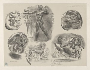 ギリシャの硬貨6枚の研究、1825年、1825年。 作： Eugène Delacroix