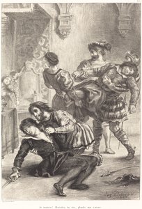 ハムレットの死 第 5 幕、第 2 場、1843 年。 作： Eugène Delacroix