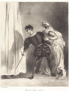 ポローニアスの殺人 (第 3 幕、第 4 場) 作： Eugène Delacroix