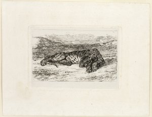砂漠で休むトラ 作： Eugène Delacroix