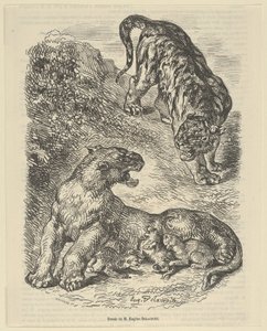 子の授乳中に虎に襲われるあばずれ女, 1853., 1853.