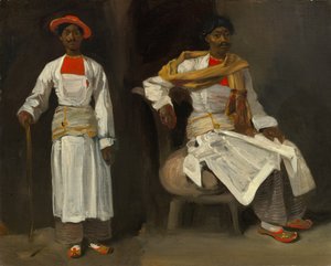 カルカッタ出身のインド人に関する 2 つの習作、座った状態と立っている状態、c. 18231824。