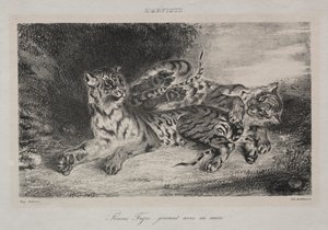 お母さんと遊ぶ子トラ 作： Eugène Delacroix