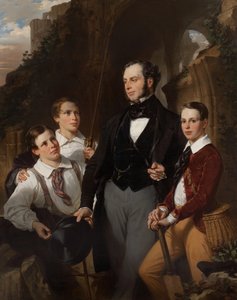 ローレンス・デヴィッドソンと3人の息子の肖像 作： ユージーンデベリア