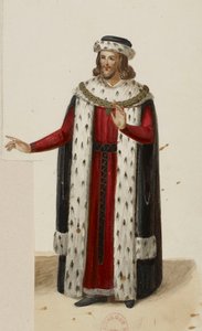 エンゲラン・ド・マリニーの衣装（ラ・トゥール・ド・ネスル、1832年）（トリミング済み） 作： ウジェーヌ・デュ・ファジェ