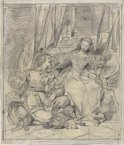 レディとキャバリア 作： Eugène François Marie Joseph Devéria