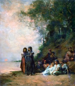 水の端に立つエジプト人女性、19世紀 作： Eugène Fromentin
