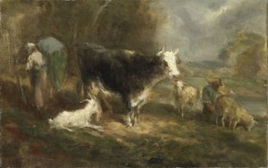 牛のいる農場 作： Eugène Fromentin Dupeux