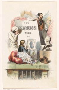 アートを見ている人 タイトル ページ: Les Français peints par eux-mêmes、1841 年 作： Eugène Guillaumot