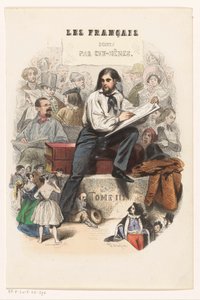 スケッチアーティスト タイトル ページ: Les Français peints par eux-mêmes、1841 年 作： Eugène Guillaumot