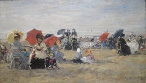 トゥルーヴィルのビーチ 作： ユージン・ルイ・ブーダン