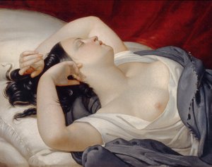 眠るイタリア人女性、1840年代 作： Eugéne Pluchart