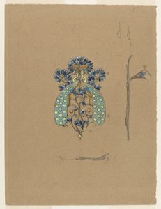 ピーコックモチーフのベルトバックルのデザイン 作： Eugene Grasset